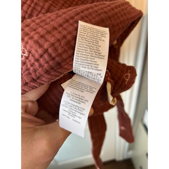 Madewell Brown and Light Pink with Embroidery, Wrap Top, Slub Cotton - Picture 8 of 9